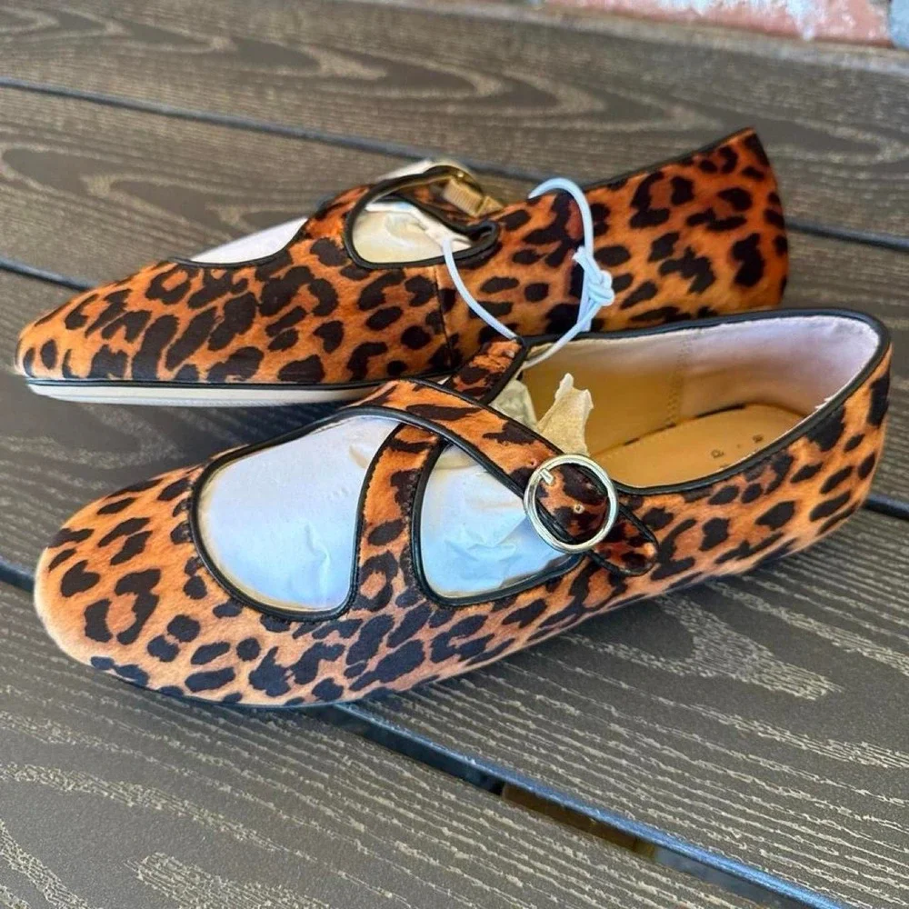 A New Day Women's Leopard Print Tasmin  Mary Jane Flats